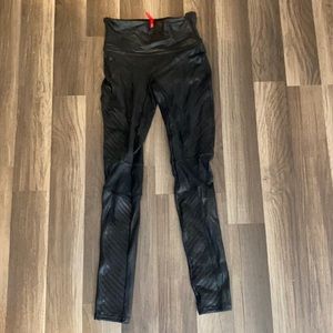 Spanx black faux leather motto leggings